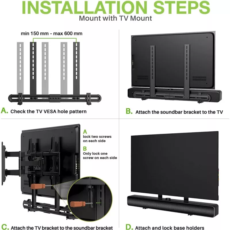 Techly universele wandhouder voor soundbar max VESA 600x400
