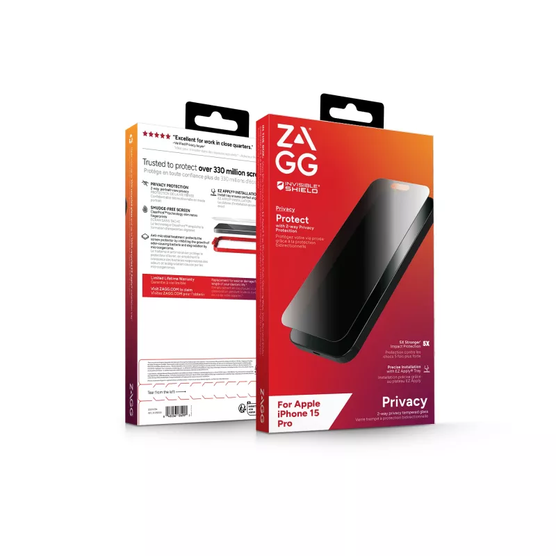 ZAGG InvisibleShield Glass Elite Privacy AM E Apple iPhone 15 Pro screenprotector EN/FR