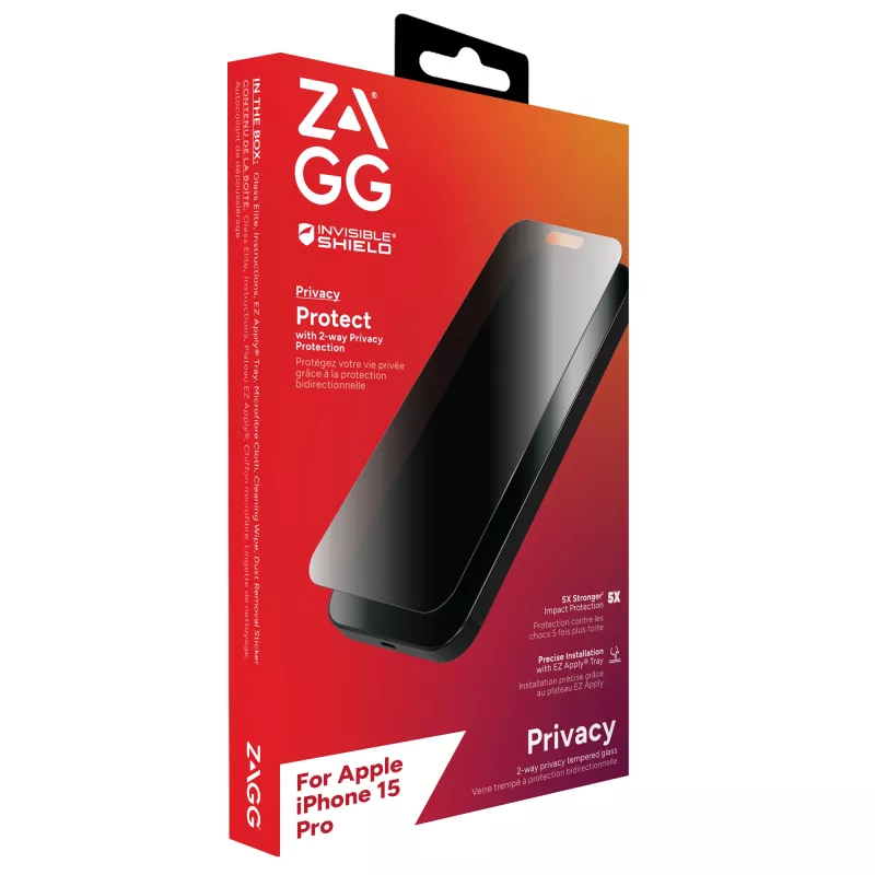 ZAGG InvisibleShield Glass Elite Privacy AM E Apple iPhone 15 Pro screenprotector EN/FR