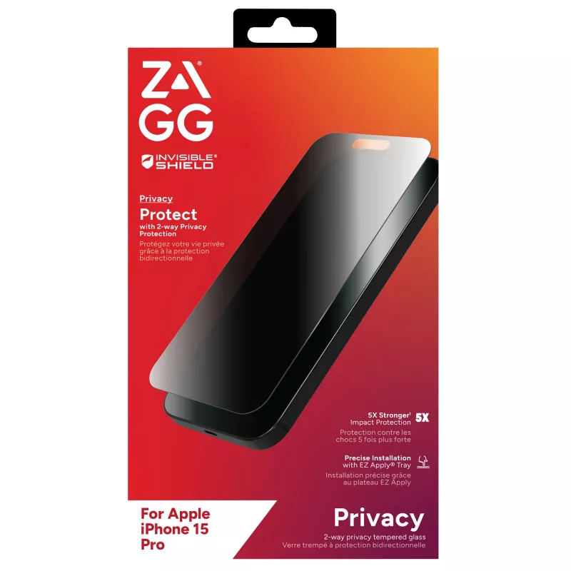 ZAGG InvisibleShield Glass Elite Privacy AM E Apple iPhone 15 Pro screenprotector EN/FR