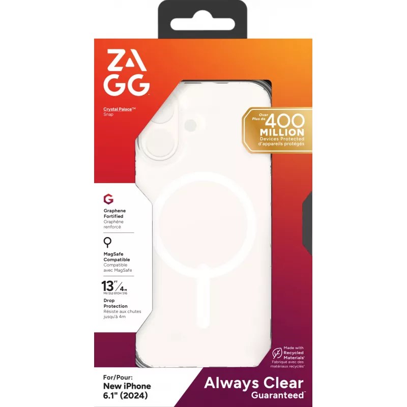 ZAGG Cases Crystal Palace Snap Apple iPhone 16 transparant, hoesje, Apple, iPhone 16, 15,5 cm (6,1 inch), transparant
