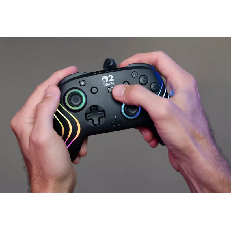 Gamepad Turtle Beach Afterglow Wave zwart bekabelde RGB-gamepad voor Nintendo Switch / Switch 2, USB-C, 3 m kabel