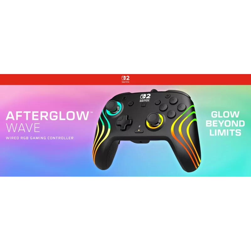 Gamepad Turtle Beach Afterglow Wave zwart bekabelde RGB-gamepad voor Nintendo Switch / Switch 2, USB-C, 3 m kabel
