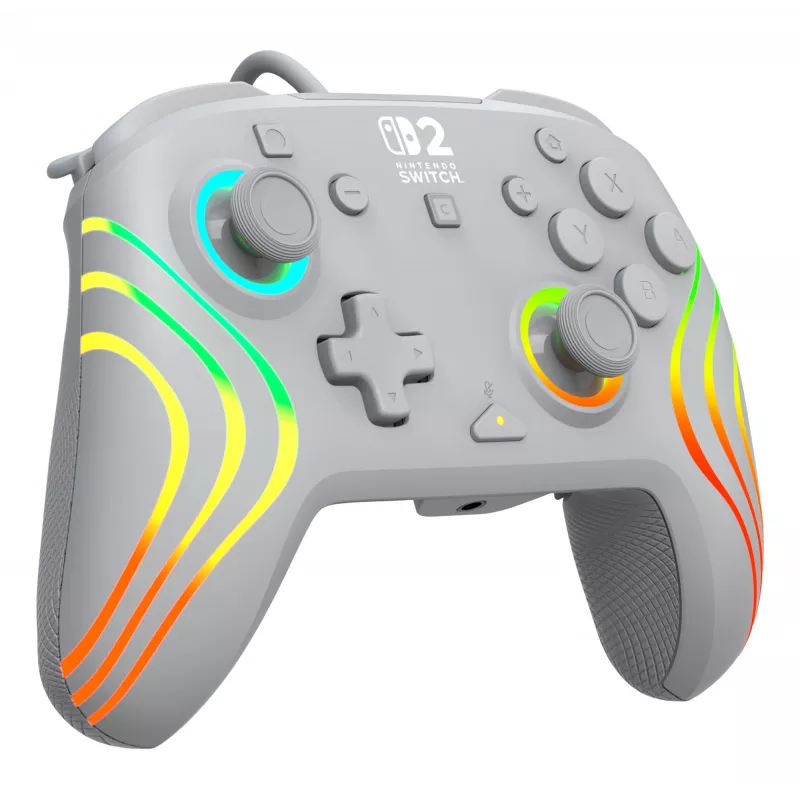 Bekabelde RGB-gaming-controller Turtle Beach Afterglow Wave grijs – USB-C, 3 m kabel, voor Nintendo Switch / Switch 2 / Switch OLED
