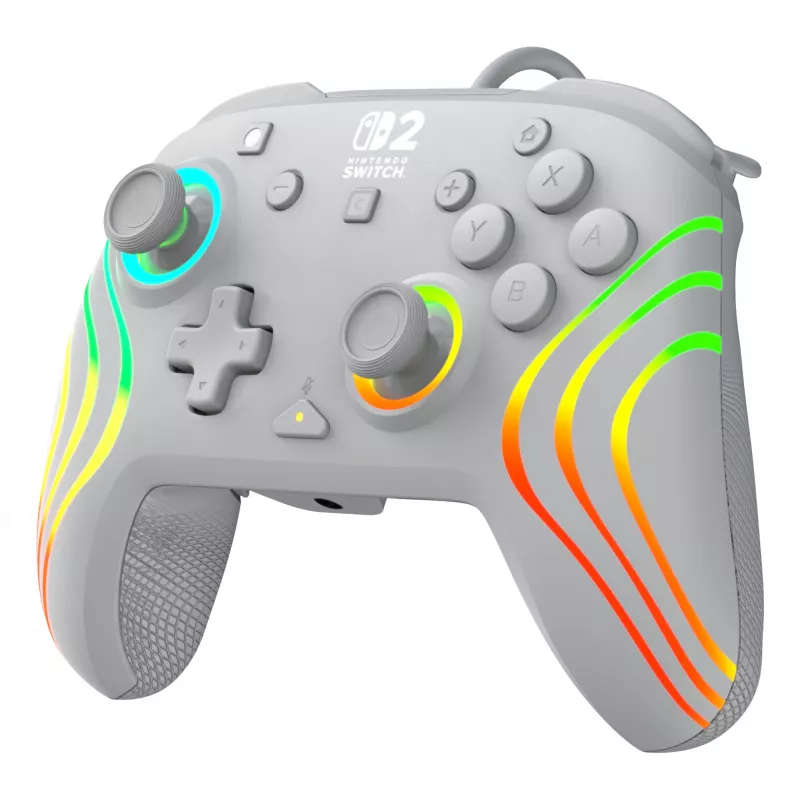 Bekabelde RGB-gaming-controller Turtle Beach Afterglow Wave grijs – USB-C, 3 m kabel, voor Nintendo Switch / Switch 2 / Switch OLED