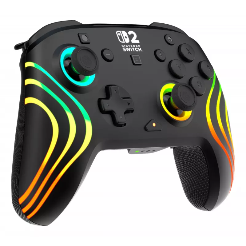 Draadloze RGB-gaming-controller Turtle Beach Afterglow Wave zwart voor Nintendo Switch 2 — Bluetooth/USB-C, ingebouwde accu 20 u, 3 m kabel