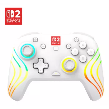 Draadloze RGB-gaming-controller Turtle Beach Afterglow Wave wit voor Nintendo Switch 2, Bluetooth/USB-C, ingebouwde accu 20 u, 3 m kabel