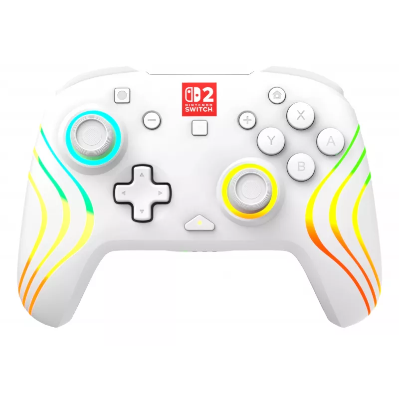 Draadloze RGB-gaming-controller Turtle Beach Afterglow Wave wit voor Nintendo Switch 2, Bluetooth/USB-C, ingebouwde accu 20 u, 3 m kabel