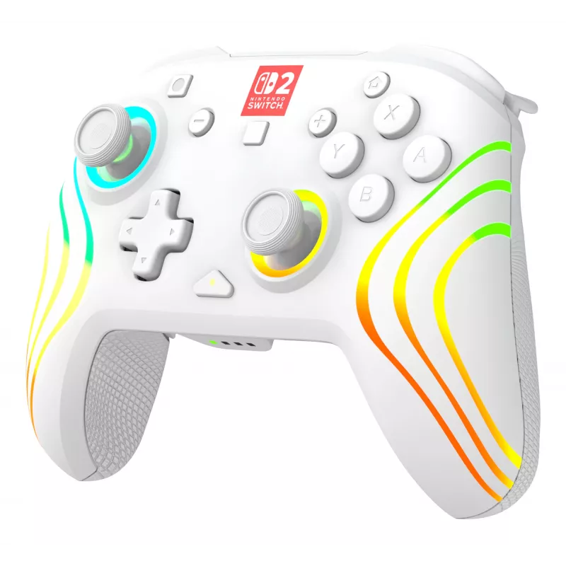 Draadloze RGB-gaming-controller Turtle Beach Afterglow Wave wit voor Nintendo Switch 2, Bluetooth/USB-C, ingebouwde accu 20 u, 3 m kabel