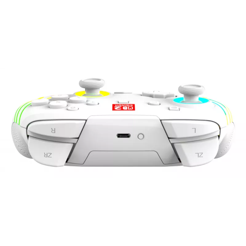 Draadloze RGB-gaming-controller Turtle Beach Afterglow Wave wit voor Nintendo Switch 2, Bluetooth/USB-C, ingebouwde accu 20 u, 3 m kabel
