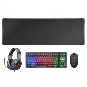Mars Gaming 4-in-1 gaming-combo MCP-RGB3, bekabeld, USB, membraan, RGB LED, zwart, muis inbegrepen
