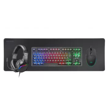 Mars Gaming 4-in-1 gaming-combo MCP-RGB3, bekabeld, USB, membraan, RGB LED, zwart, muis inbegrepen