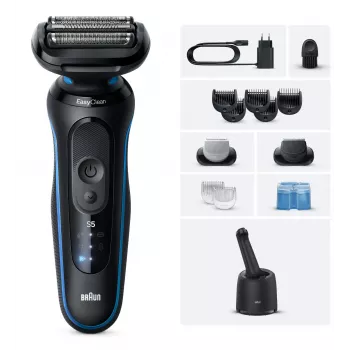 Foliescheerapparaat Braun Series 5 52-B7650cc — op accu, 50 min looptijd, zwart/blauw