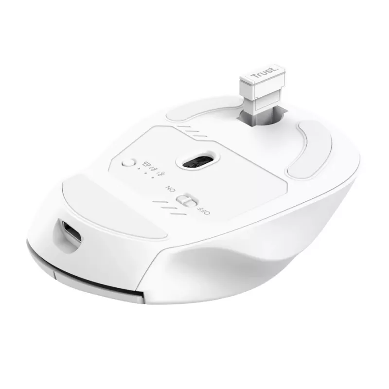 Draadloze rechtshandige bureaumuis TRUST Niven – RF + Bluetooth, 3200 DPI, 7 toetsen, muiswiel, wit
