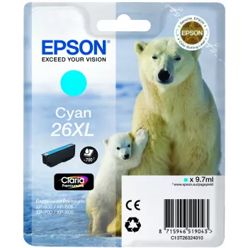 Epson Polar bear singlepack cyaan 26XL Claria Premium Ink