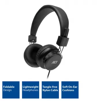 ACT opvouwbare stereokoptelefoon met 3,5-mm-audiobus
