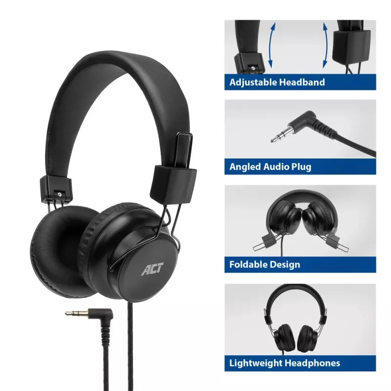 ACT opvouwbare stereokoptelefoon met 3,5-mm-audiobus