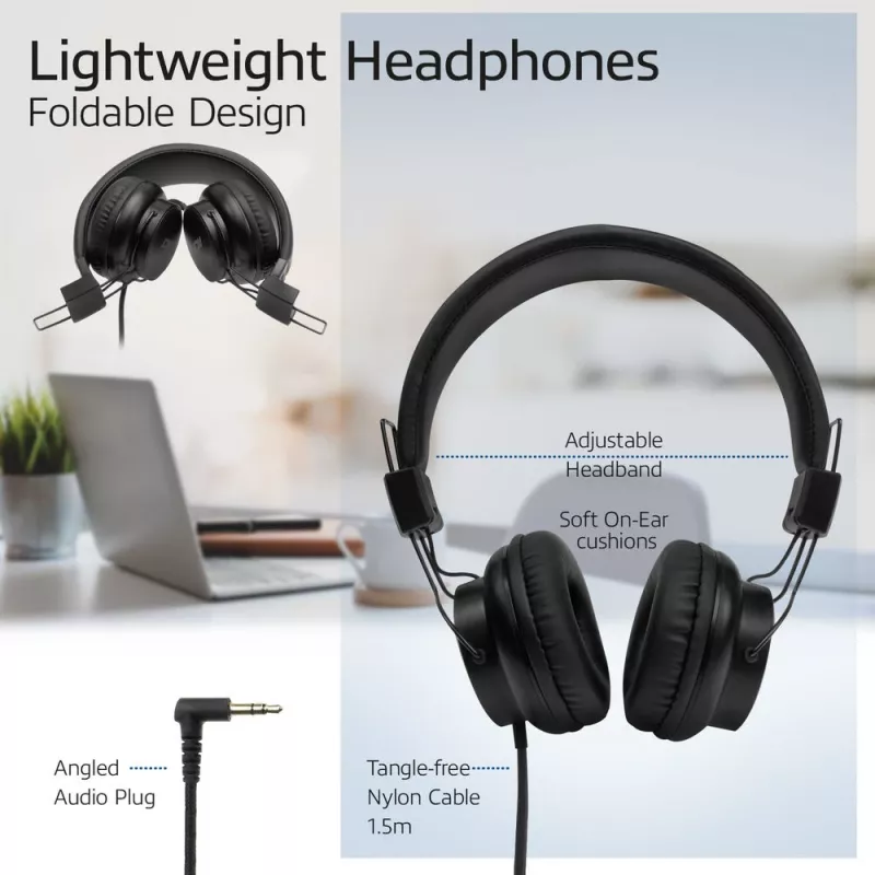 ACT opvouwbare stereokoptelefoon met 3,5-mm-audiobus