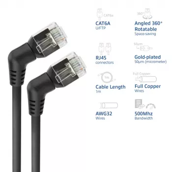 Netwerkkabel ACT DD1901 Cat6 U/FTP (STP) 1 m RJ-45 zwart