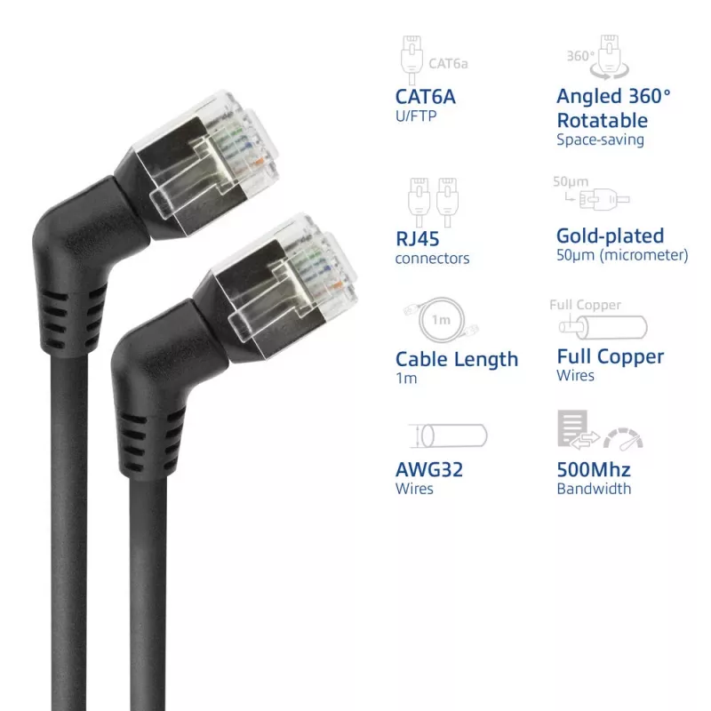 Netwerkkabel ACT DD1901 Cat6 U/FTP (STP) 1 m RJ-45 zwart