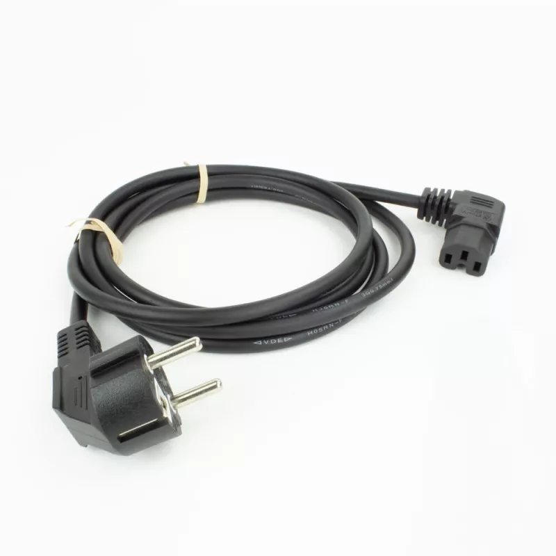 ACT netkabel netstekker CEE 7/7 stekker (haaks) - C15 (haaks) IEC60320 zwart 2 m