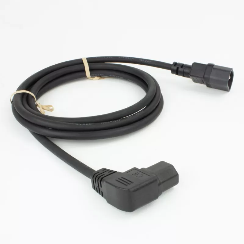 ACT stroomkabel C14 - C15 (haaks links) IEC60320 zwart 0,6 m