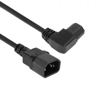 ACT stroomkabel C14 - C15 (haaks links) IEC60320 zwart 1,2 m