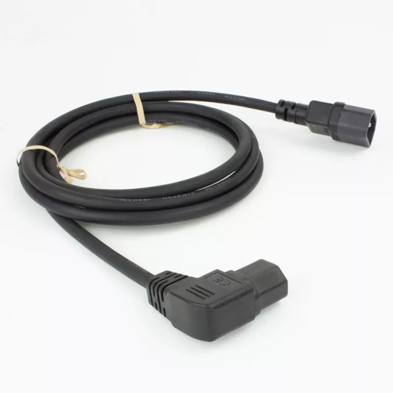 ACT netkabel C14 - C15 (haaks links) IEC60320 zwart 2 m