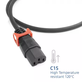 ACT stroomkabel C14 IEC Lock+ Dual Locking - C15 IEC Lock+ zwart 2 m, PC3872
