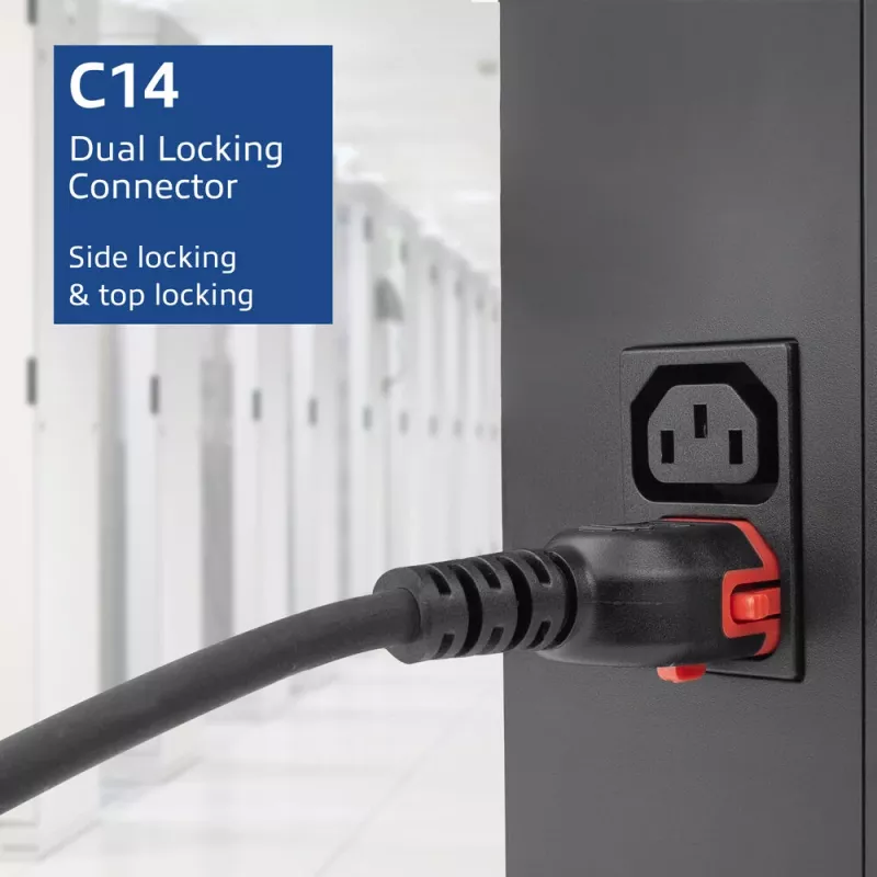 ACT stroomkabel C14 IEC Lock+ Dual Locking - C15 IEC Lock+ zwart 2 m, PC3872