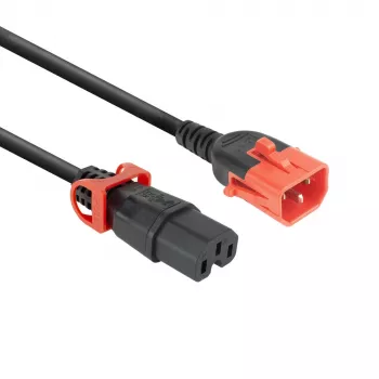 ACT netkabel C14 IEC Lock+ Dual Locking - C15 IEC Lock+ zwart 3 m, PC3876