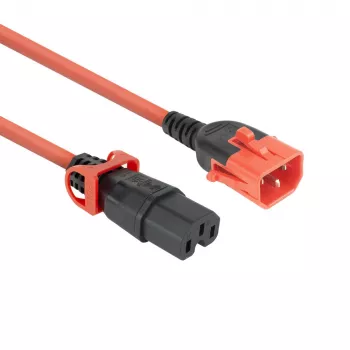 ACT Powercord C14 IEC Lock+ Dual Locking - C15 IEC Lock+ rood 2 m, PC3873