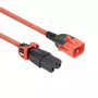 Netkabel ACT C14 IEC Lock+ Dual Locking naar C15 IEC Lock+ rood, 3 m, 250 V 10 A