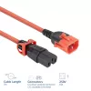 Netkabel ACT C14 IEC Lock+ Dual Locking naar C15 IEC Lock+ rood, 3 m, 250 V 10 A