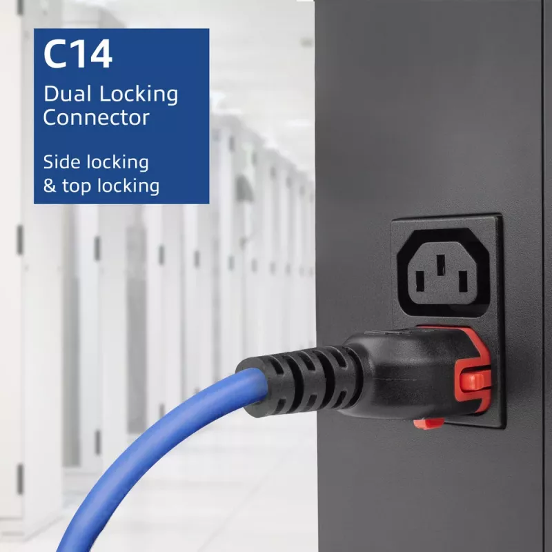 ACT Powercord C14 IEC Lock+ Dual Locking - C15 IEC Lock+ blauw 3 m, PC3878