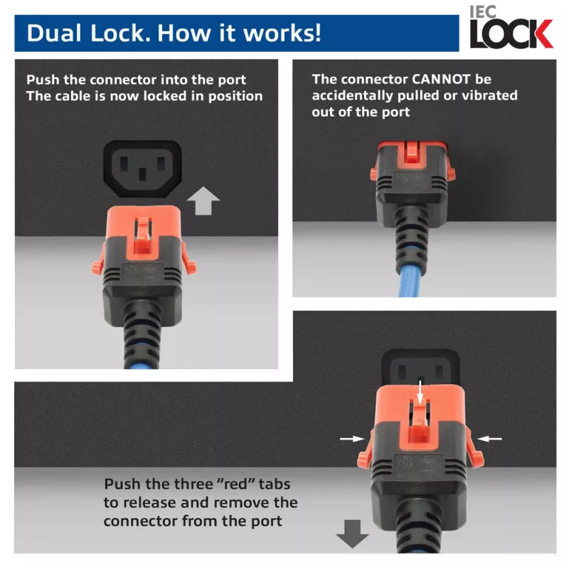 ACT Powercord C14 IEC Lock+ Dual Locking - C15 IEC Lock+ blauw 3 m, PC3878