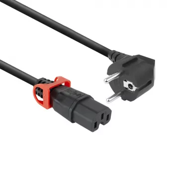 ACT netkabel CEE 7/7 stekker (haaks) - C15 IEC Lock+ zwart 1 m, EL603S