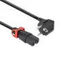 Netkabel ACT CEE 7/7 (haaks) naar IEC C15 Lock+ zwart, 3 m, 10 A, 250 V