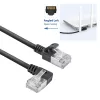 ACT Zwart 2 m U/FTP CAT6A LSZH Slimline-patchkabel met RJ45-stekkers 90° haaks links naar recht