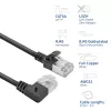 ACT Zwart 3 m U/FTP CAT6A LSZH Slimline-patchkabel met RJ45-stekkers 90° haaks rechts naar recht