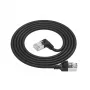 ACT Zwart 5 m U/FTP CAT6A LSZH Slimline-patchkabel met RJ45-stekkers 90° haaks rechts naar recht