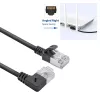 ACT Zwart 5 m U/FTP CAT6A LSZH Slimline-patchkabel met RJ45-stekkers 90° haaks rechts naar recht