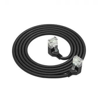 ACT Zwart 1 meter U/UTP CAT6A LSZH Slimline-patchkabel met RJ45-stekkers 90° haaks omlaag naar 90° haaks omlaag
