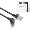ACT zwart 5 m U/FTP CAT6A LSZH Slimline-patchkabel met RJ45-stekkers 90° haaks (omlaag) naar recht