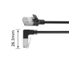 ACT zwart 5 m U/FTP CAT6A LSZH Slimline-patchkabel met RJ45-stekkers 90° haaks (omlaag) naar recht