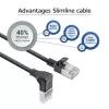 ACT zwart 5 m U/FTP CAT6A LSZH Slimline-patchkabel met RJ45-stekkers 90° haaks (omlaag) naar recht