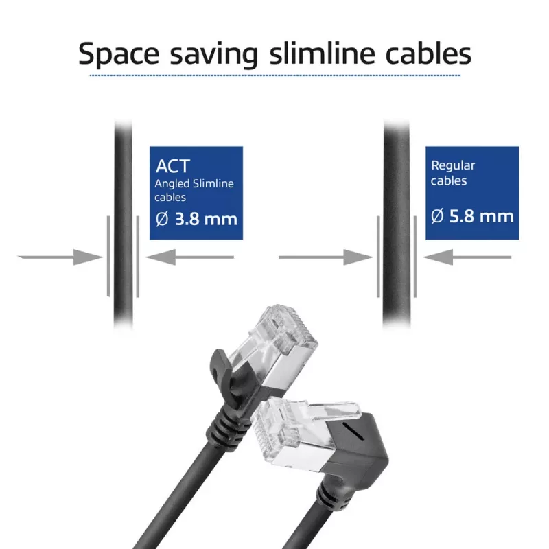 Netwerkkabel ACT DA4901 Cat6a U/FTP (STP) zwart 1 m met RJ-45 vergulde contacten