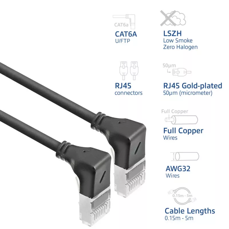 ACT Cat6a U/FTP (STP) netwerkkabel DA5951 met RJ-45 naar RJ-45, 1,5 m, zwart
