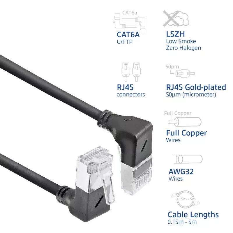 ACT Cat6a U/FTP (STP) netwerkkabel DA7905, 5 m, RJ-45 naar RJ-45, zwart