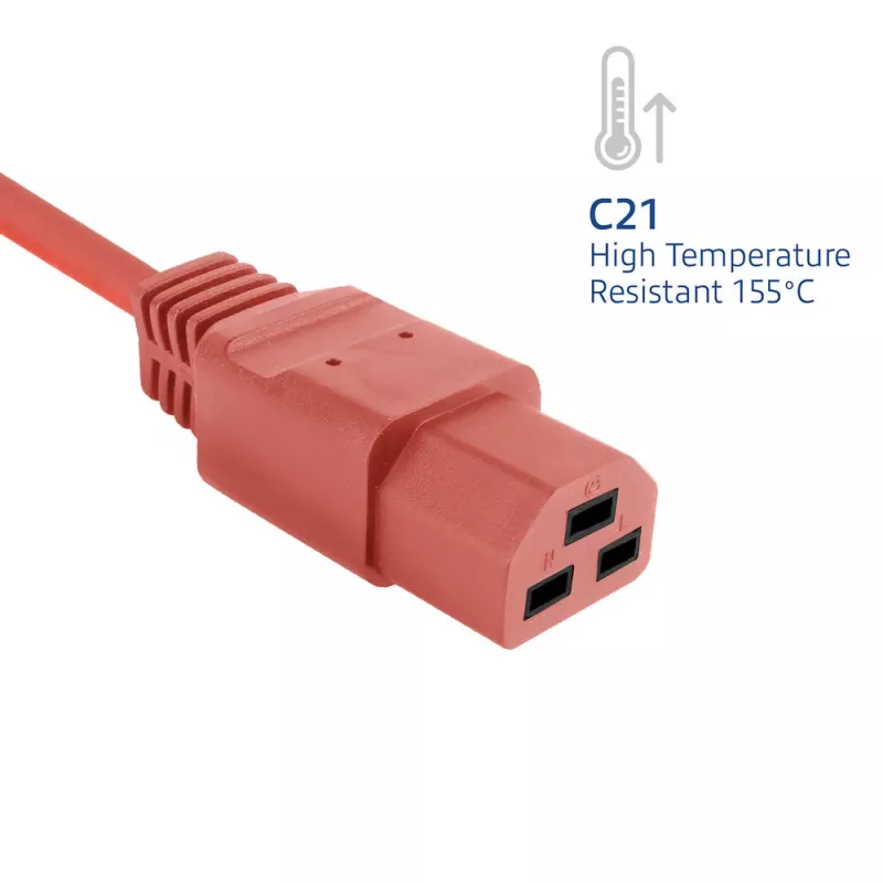 ACT-netkabel C20–C21 IEC60320 rood 2 m, 16 A 250 V